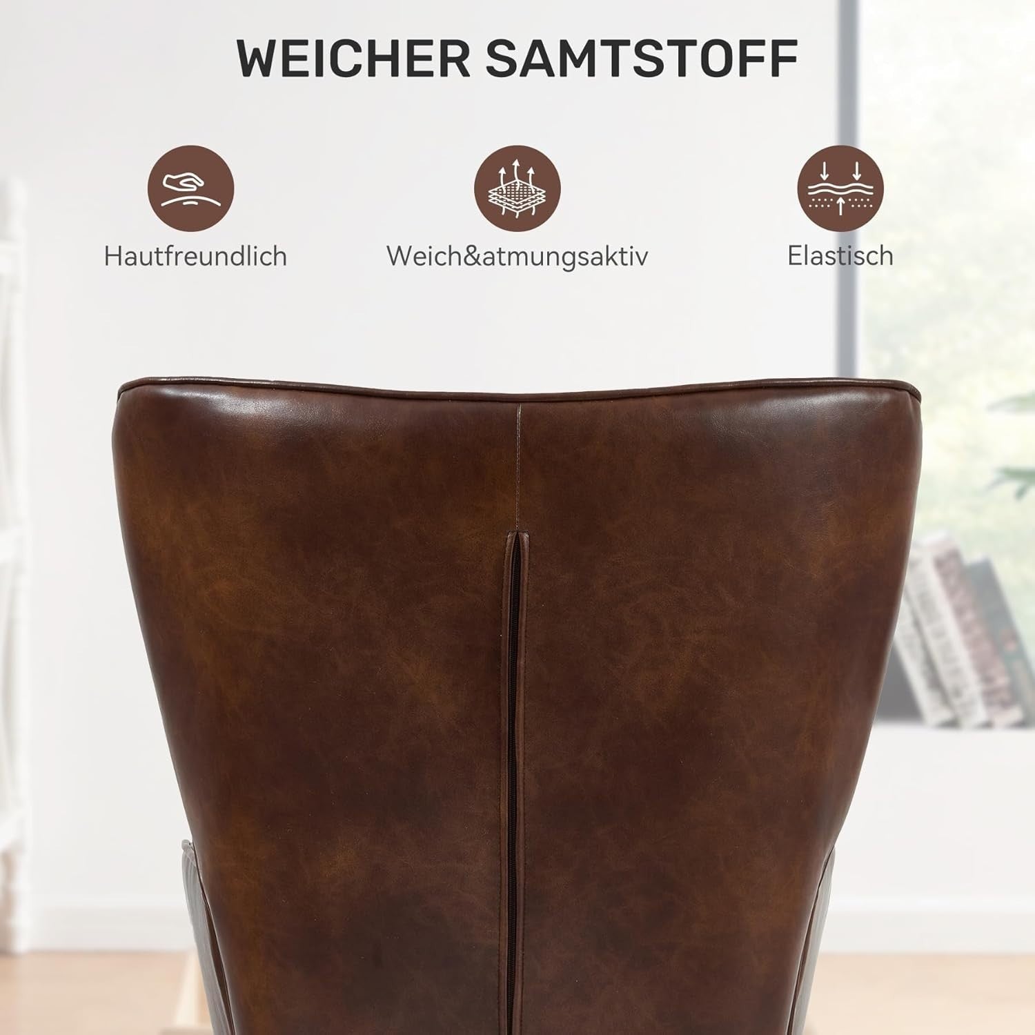 High Back Leather Armchair Gold Legs Comfy Lounge Chair 150kg Capacity