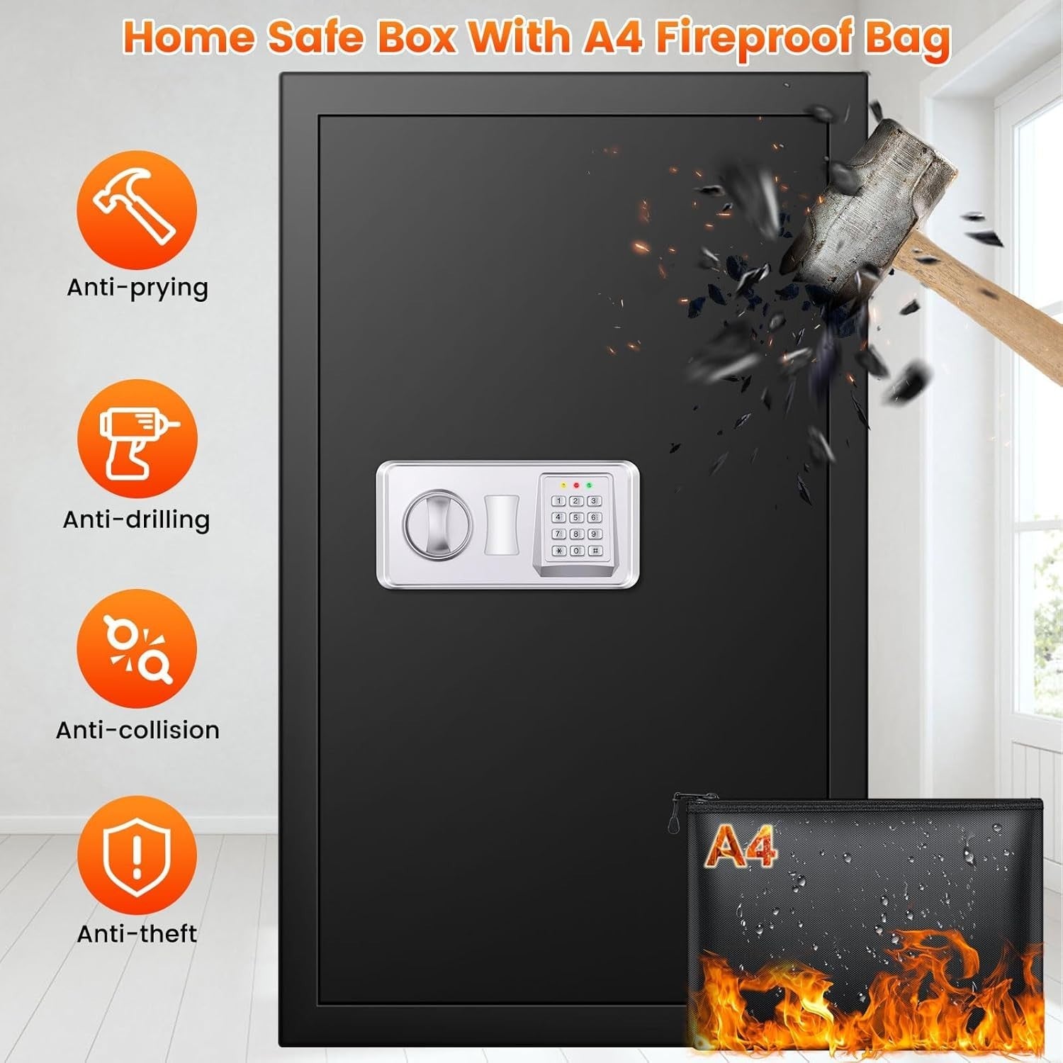 102L Extra Large Digital Safe Box A4 Document Security Cabinet