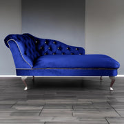 Tufted Royal Velvet Chaise Lounge Sofa Left Hand – Handmade, Compact & Elegant