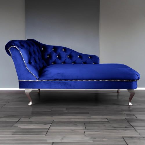 Tufted Royal Velvet Chaise Lounge Sofa Left Hand – Handmade, Compact & Elegant