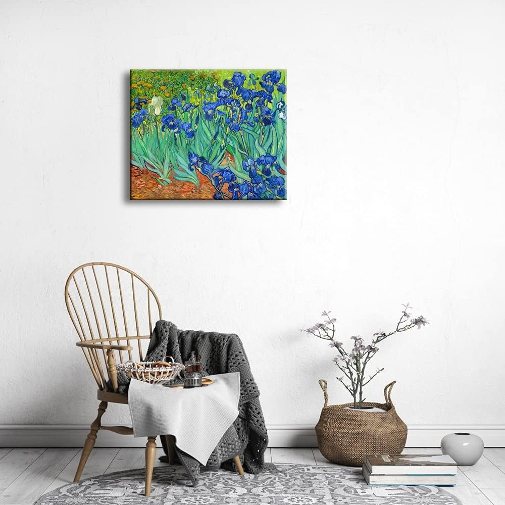 Large Irises Canvas Wall Art Blue Floral Giclee Print