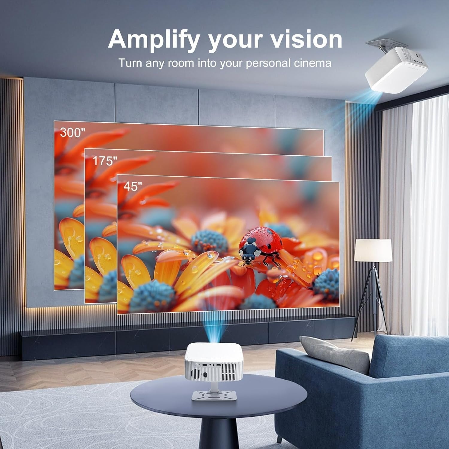 1080P Smart Projector Netflix 800 ANSI WiFi 6 Bluetooth Auto Focus