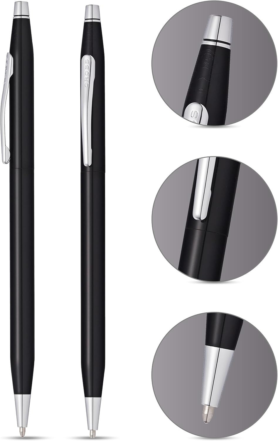 Luxury Glossy Black Ballpoint Pen – Medium Point, Chrome-Plated, Gift Box