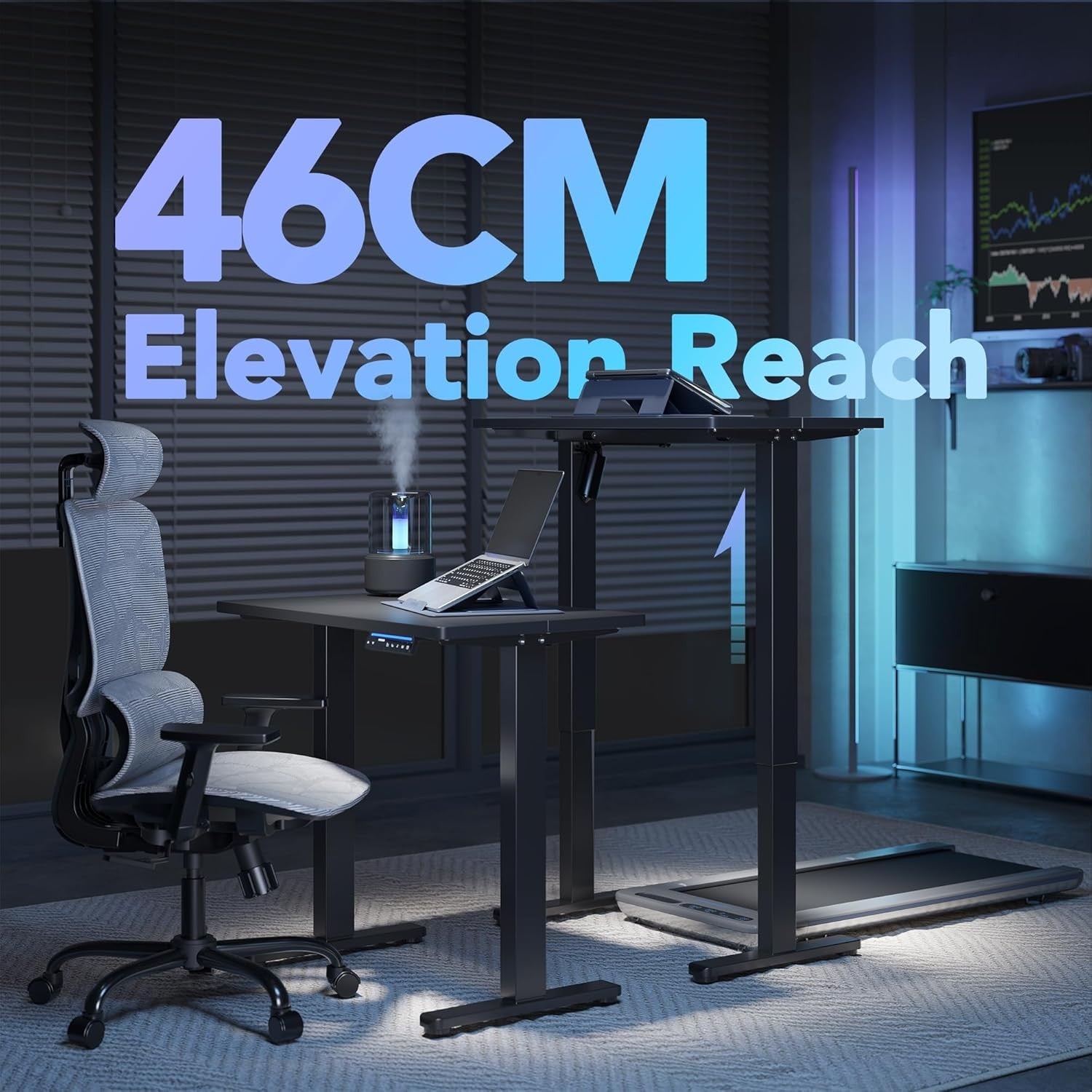 AI Electric Standing Desk Height Adjustable Sit Stand Smart App Control 80x48cm