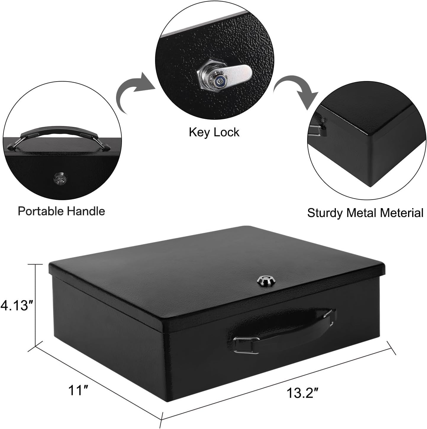 Fireproof Document Box Key Lock A4 File Cash Passport Storage Chest