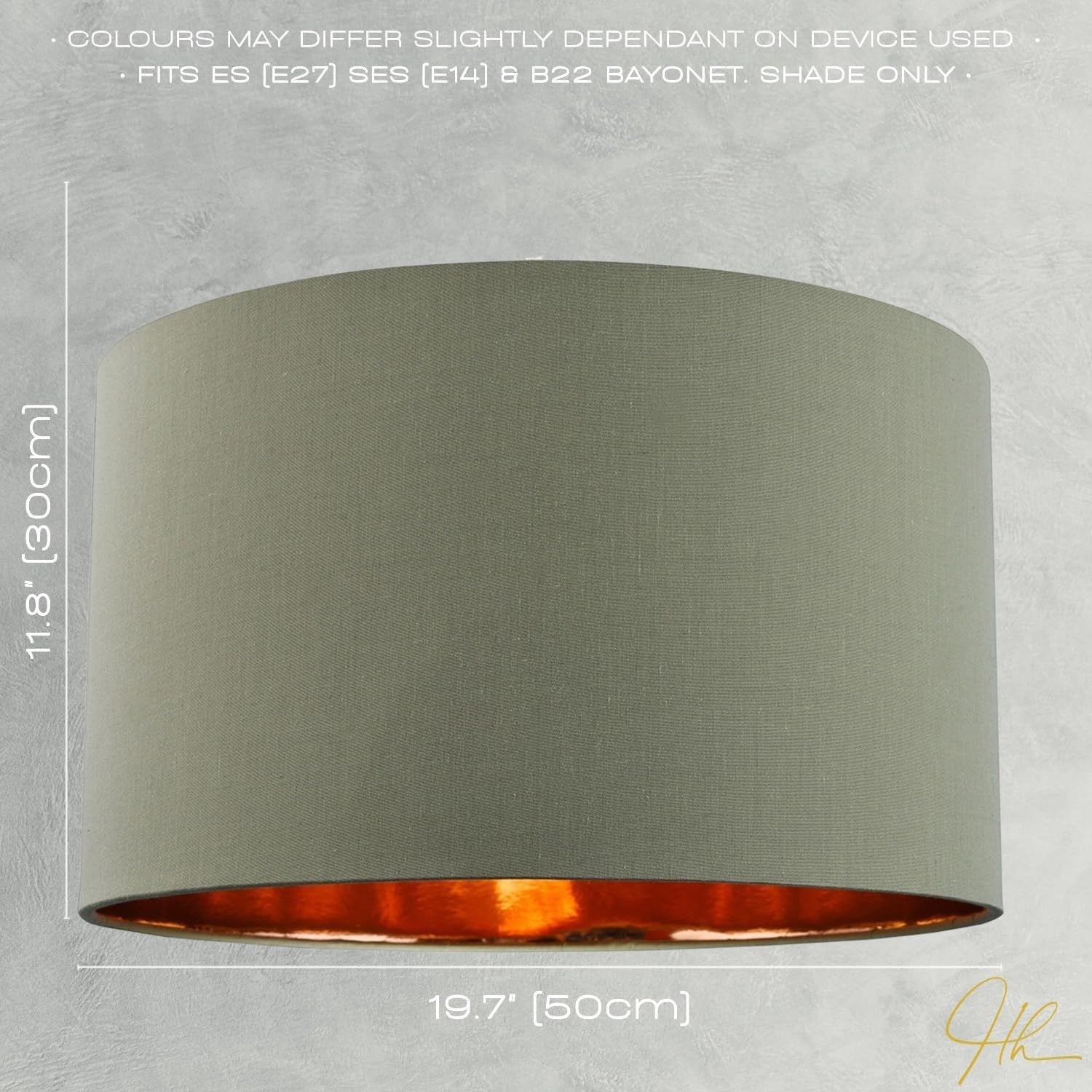 Olive Green Drum Lampshade 50cm Copper Inner Floor Pendant Light Shade