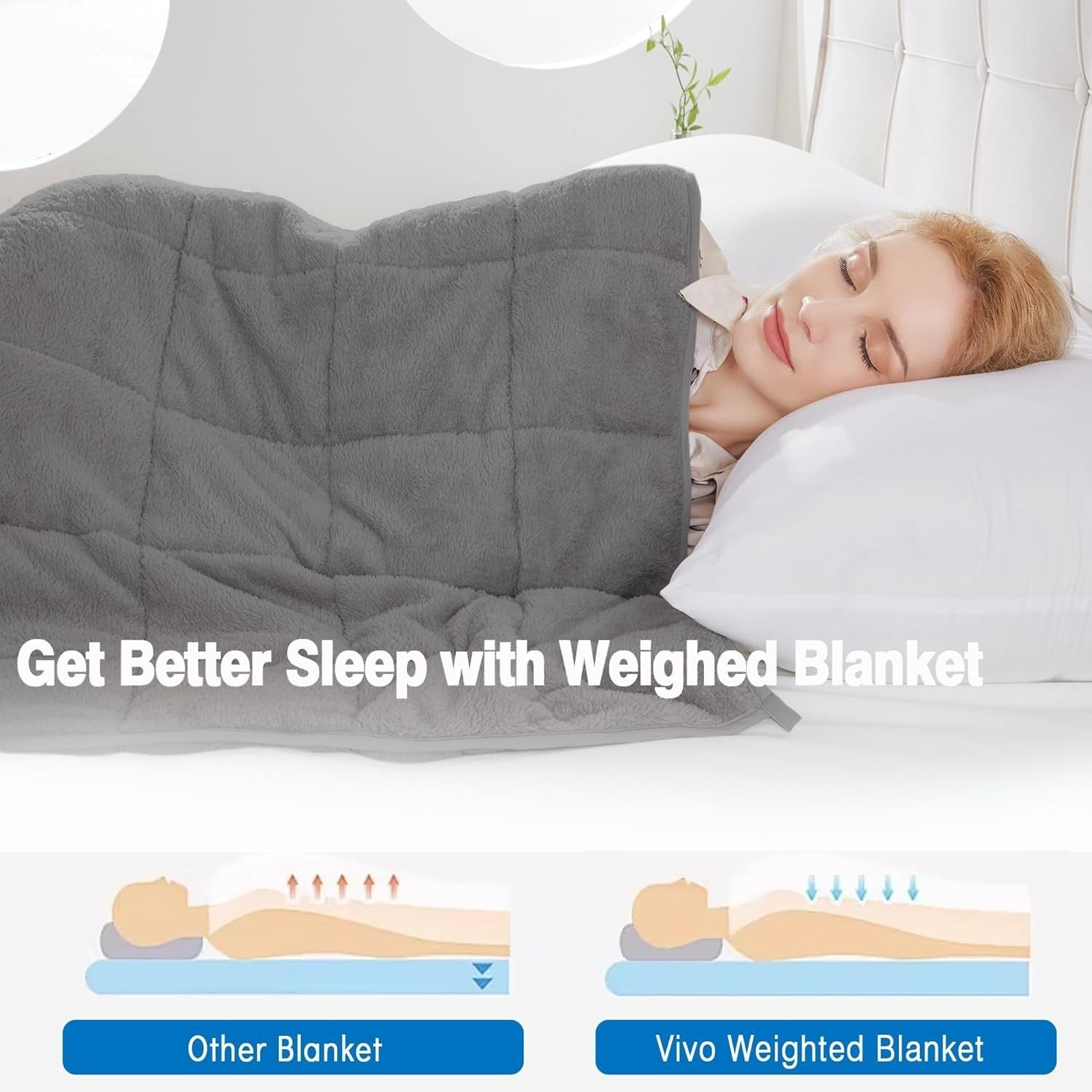 8kg Weighted Blanket, Dark Grey Teddy Fleece Quilted 150x200cm Anxiety Relief