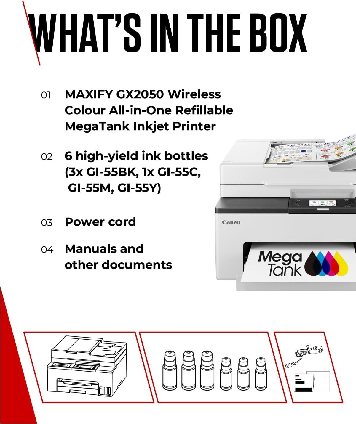 White Wireless Colour Inkjet All-in-One Printer A4 Copy Scan Fax MegaTank