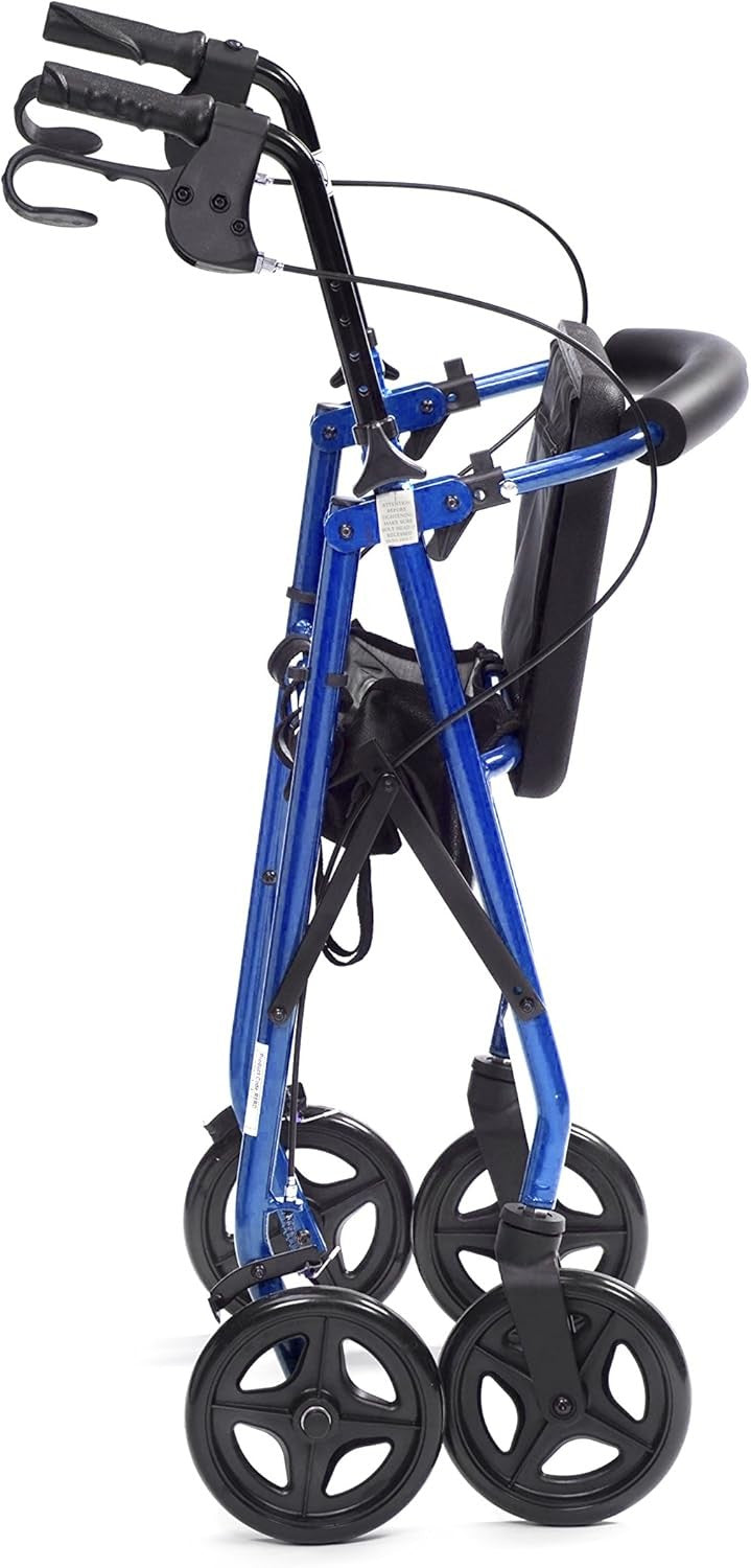 Lightweight Folding Rollator Walker Seat Underseat Bag Adjustable Height