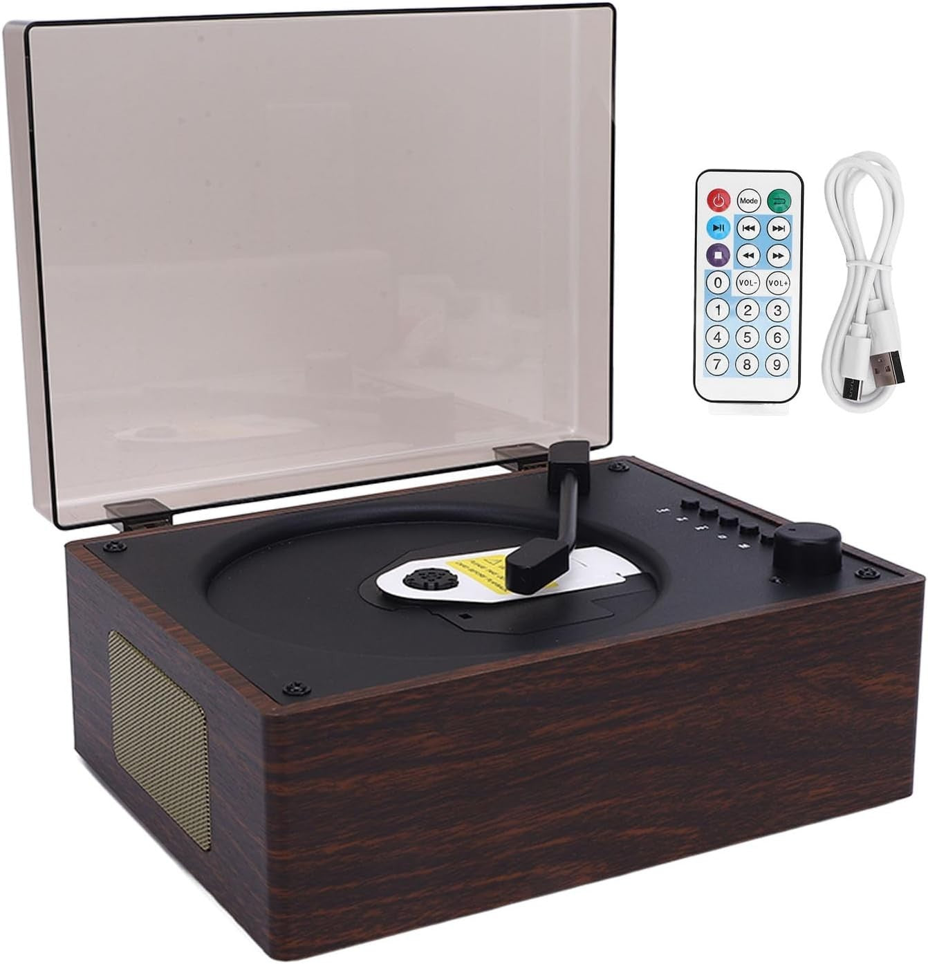 Retro Suitcase Bluetooth CD Player Speaker Remote USB AUX Walnut