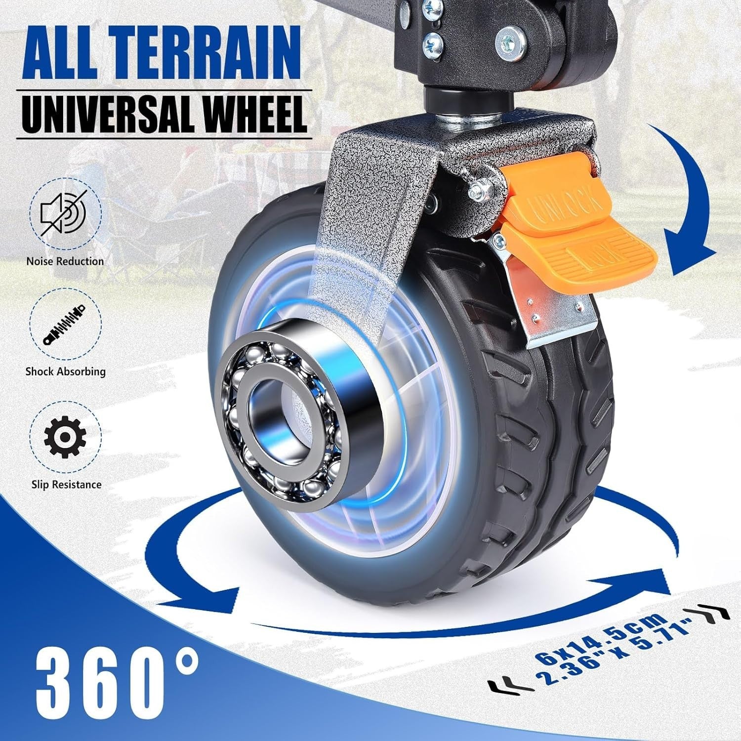 Black 140L Heavy Duty Folding Wagon 130kg Trolley 14.5cm Wide Wheel Cart
