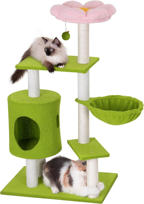 Cute Cat Tree Tower 104cm Scratching Post Condo Hammock for Indoor Cats