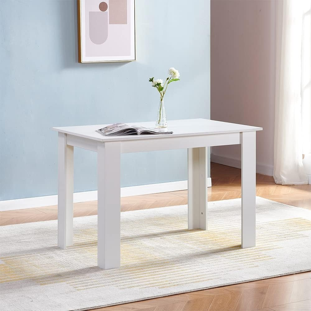 White Dining Table & 4 Grey Velvet Chairs Set Space-Saving Kitchen Design