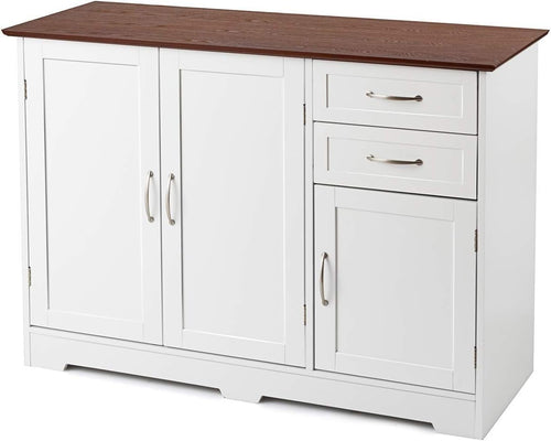 White Red Kitchen Sideboard Cabinet 2 Door 2 Drawer Adjustable Shelf