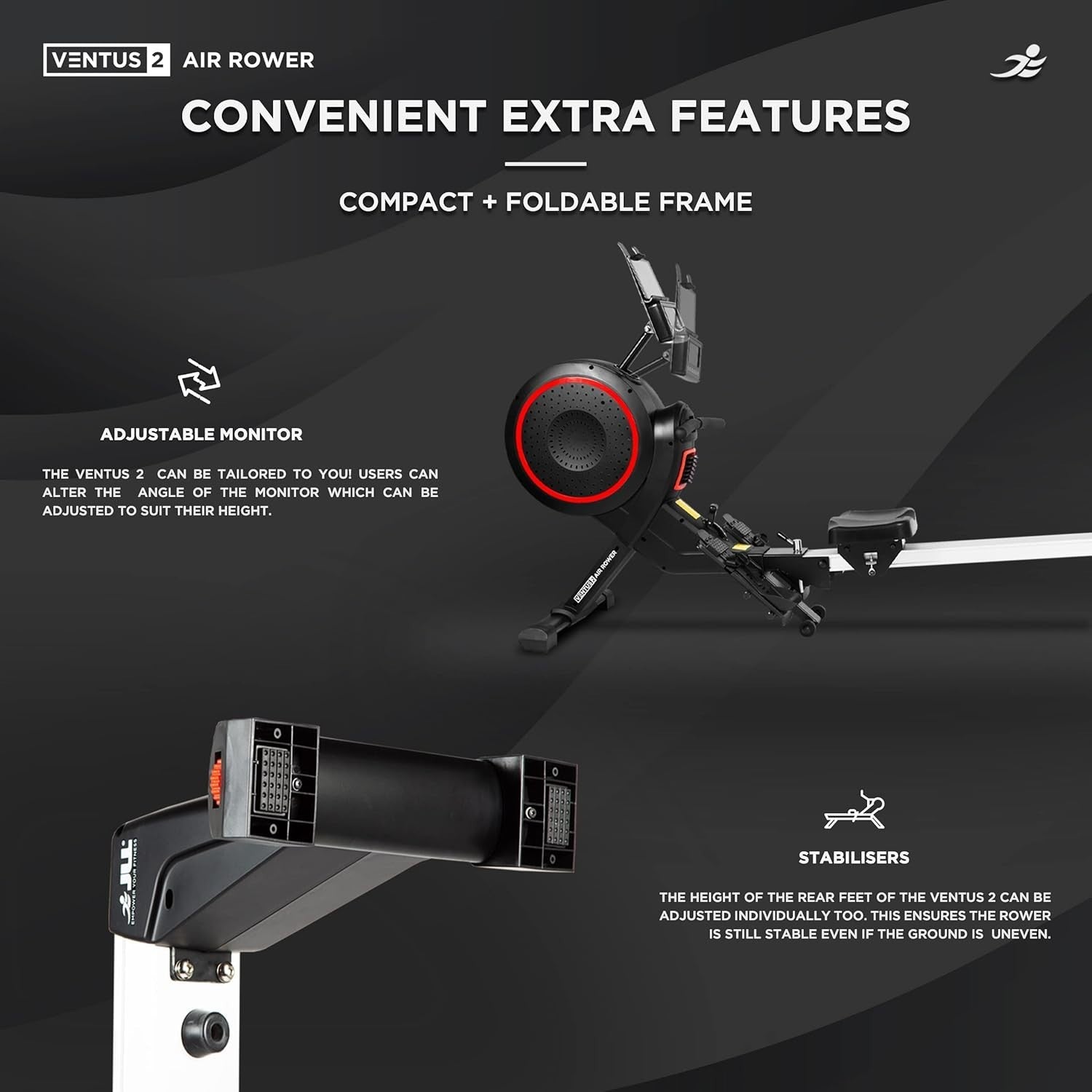 Foldable Air Magnetic Rowing Machine Quiet Belt Drive LCD Home Rower 120KG