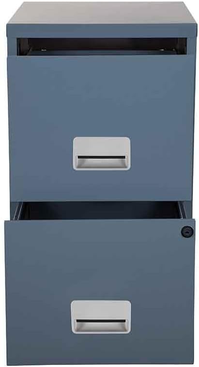 2 Drawer Metal Filing Cabinet Lockable A4 Letter Home Office Storage Black