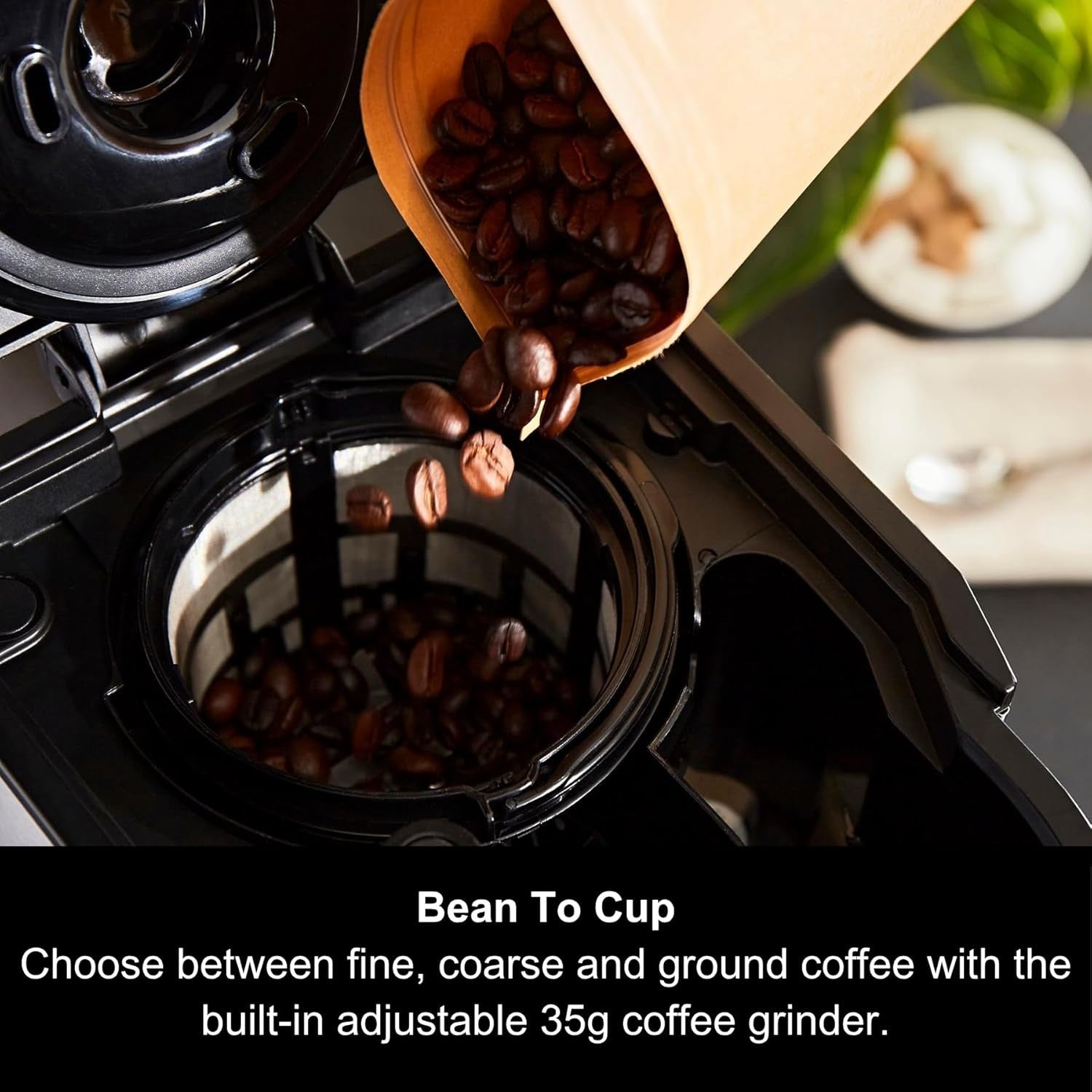 Single Cup Bean-to-Cup Coffee Maker with Grinder + Travel Mug | Fast Brew 900W