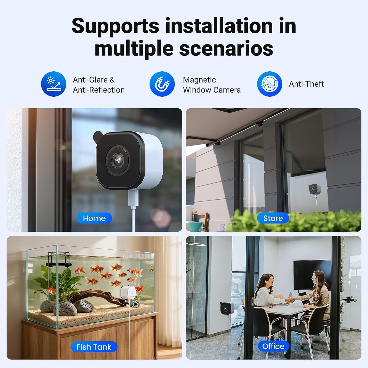 2K Window Security Camera Indoor WiFi Full Color Night Vision 5GHz