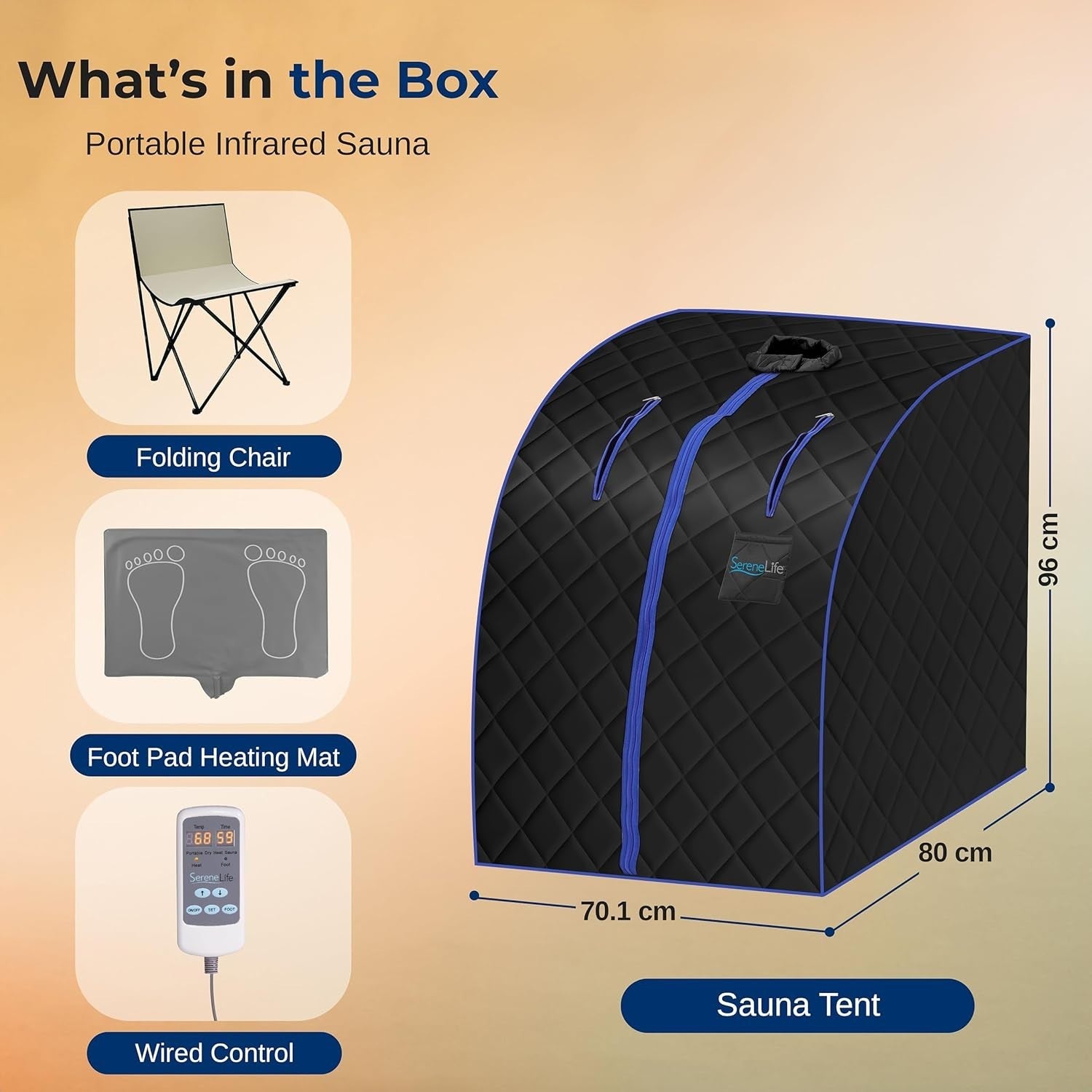 Portable Home Sauna Tent – Infrared Steam Sauna with Chair & Foot Pad