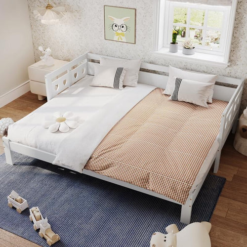 White Wooden Daybed with Trundle Guest Bed Sofa Frame Kids Teen Bedroom 3FT