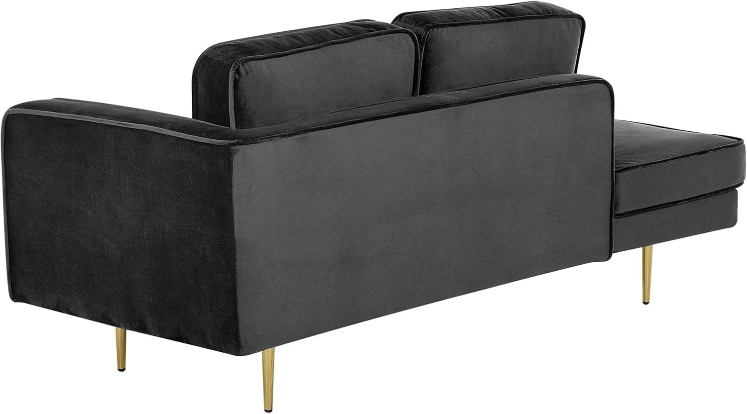 Black Velvet Glam Chaise Lounge Gold Legs Compact Stylish Reading Seat