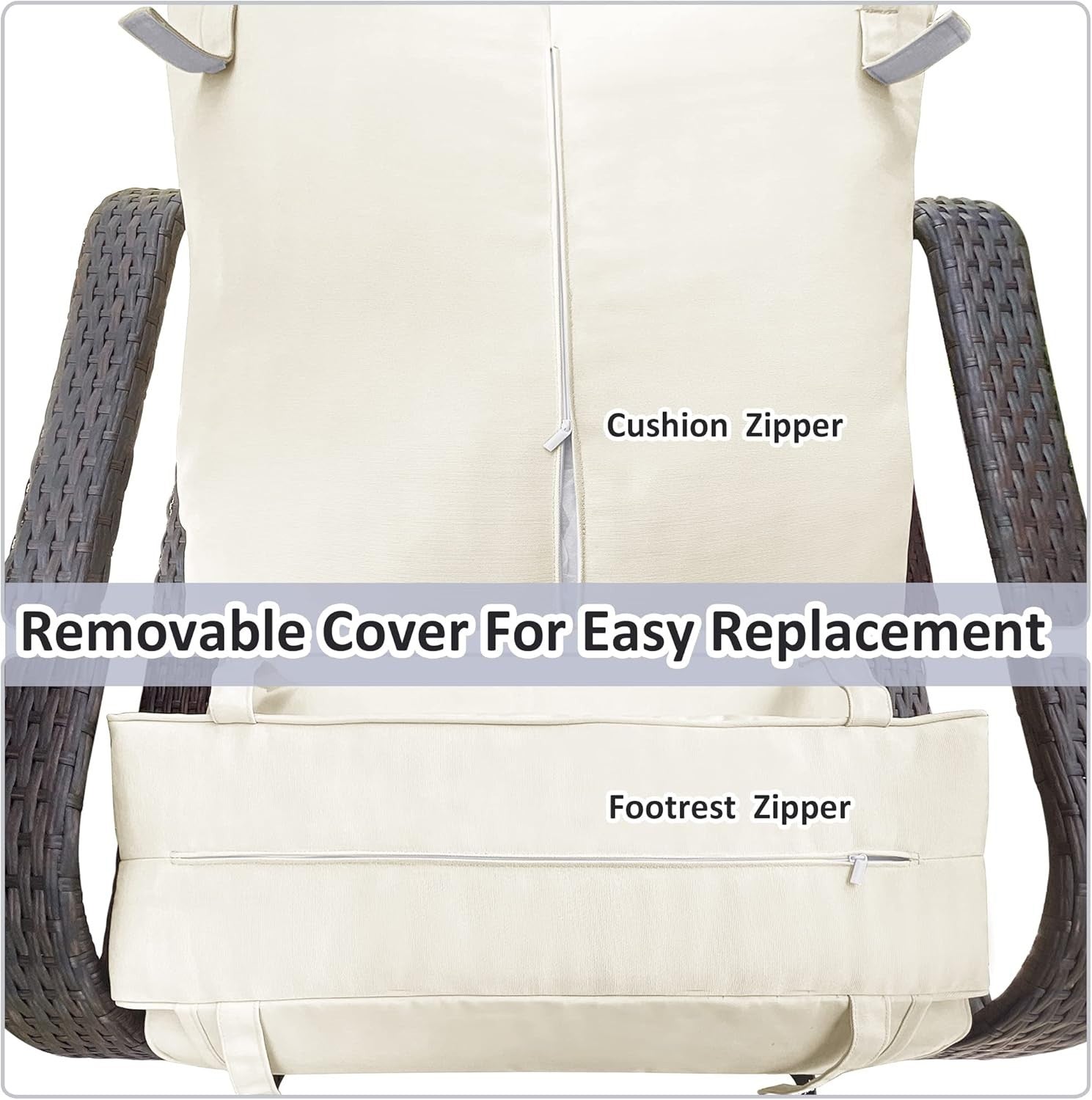 Adjustable Recliner Garden Chair Set Outdoor Rattan Patio Furniture Cushioned