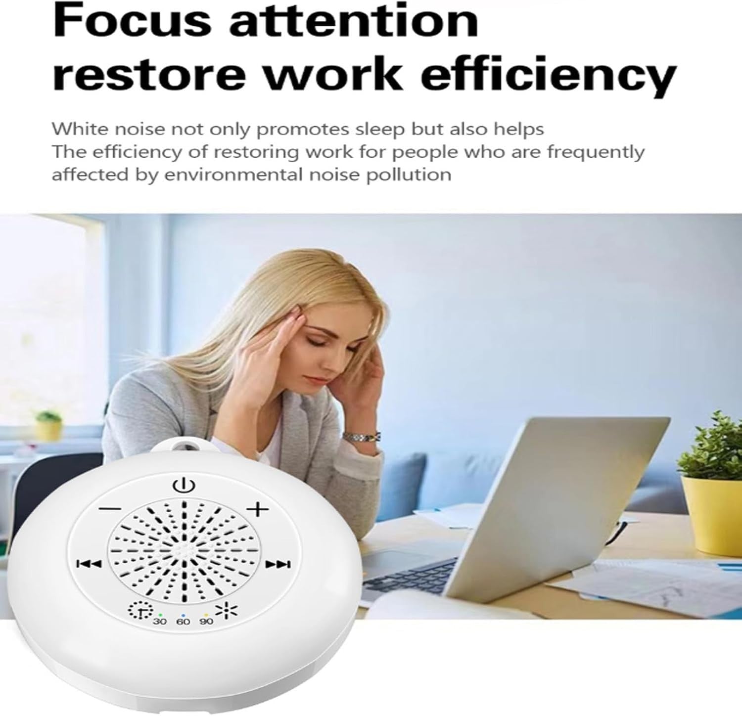Portable White Noise Machine 22 Sounds Night Light Baby Kids Adults Sleep
