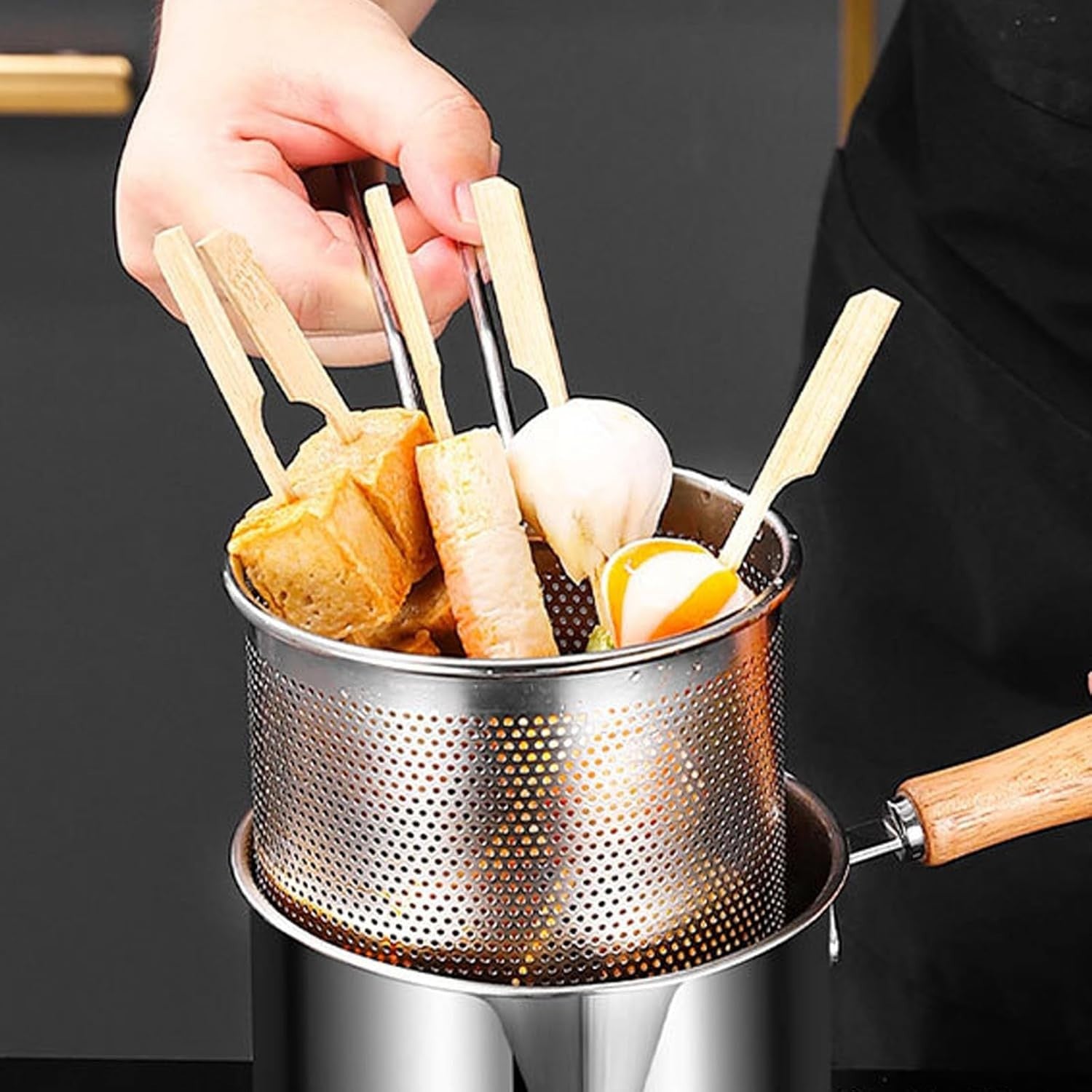 304 Stainless Steel Deep Fat Fryer Pot Set With Basket Lid Steamer