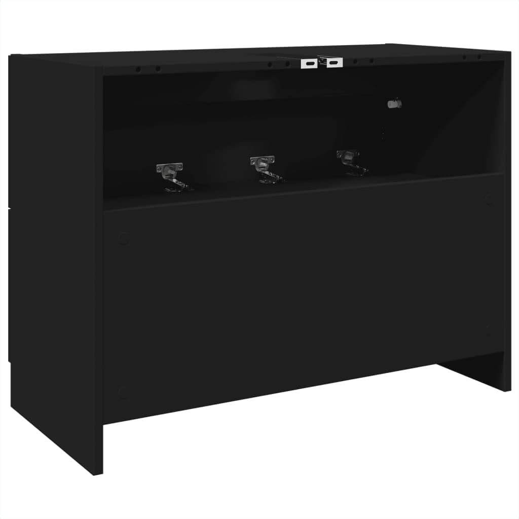 Black Under Sink Bathroom Cabinet 78x37x59cm Modern Vanity Storage Unit
