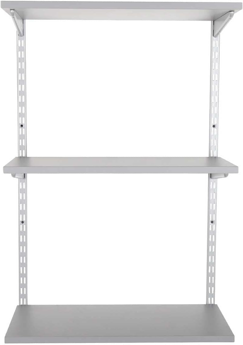 3-Tier Adjustable Floating Wall Shelf Steel & MDF 100x60x32cm Grey