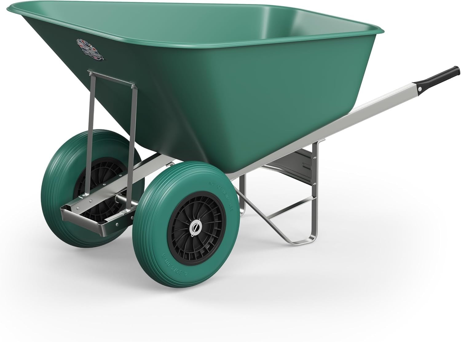 200L Twin Wheel Wheelbarrow – Green Heavy Duty Plastic Tub w/ Steel Frame 150kg