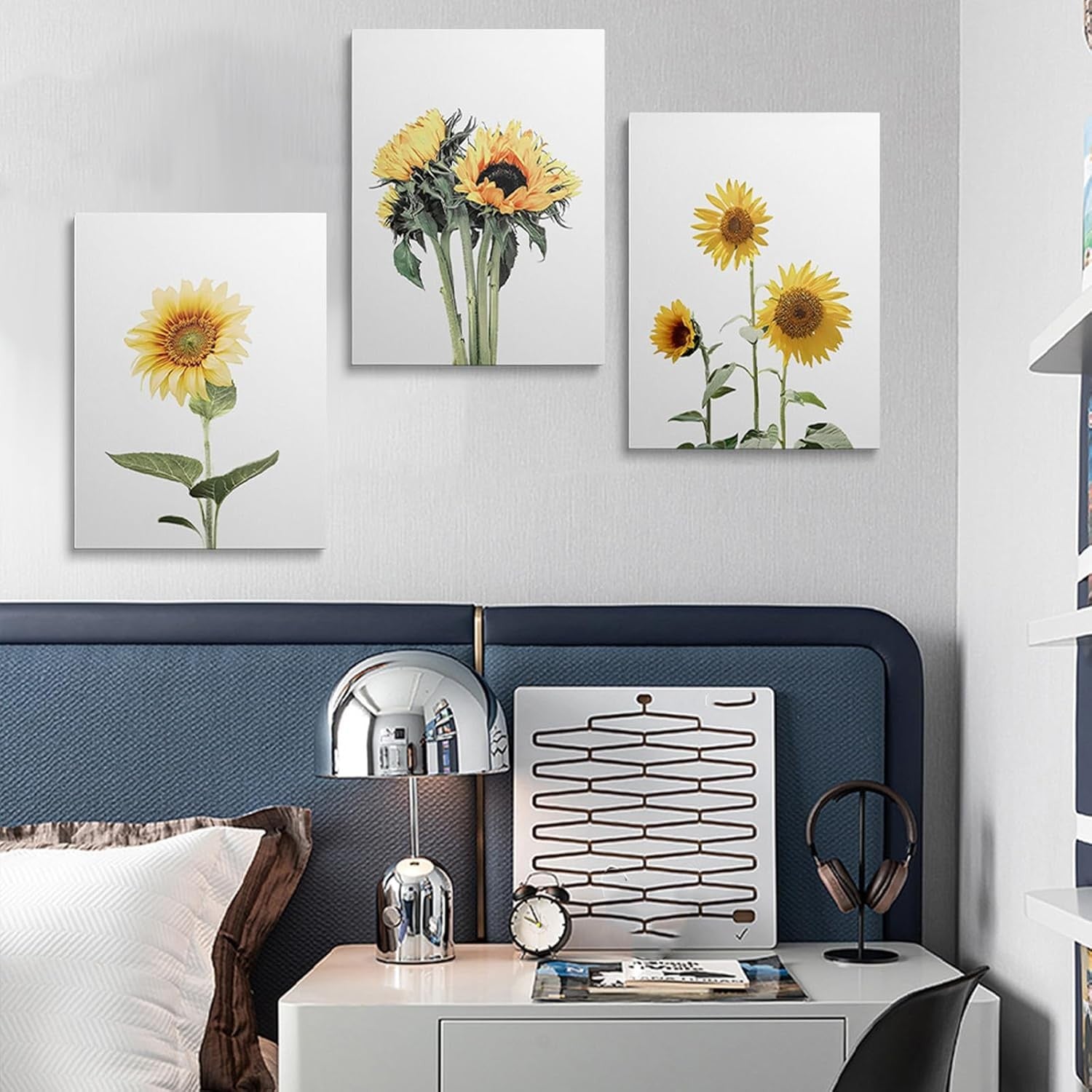 Sunflower Canvas Wall Art Set of 3 Framed 30x40cm Ready to Hang