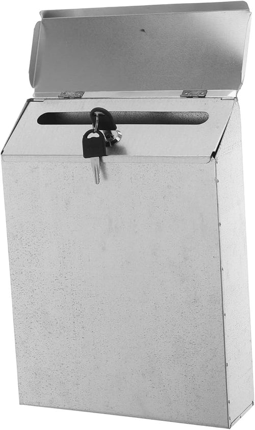 Lockable Wall Mount Mailbox Iron Suggestion Box Secure Feedback Slot Outdoor
