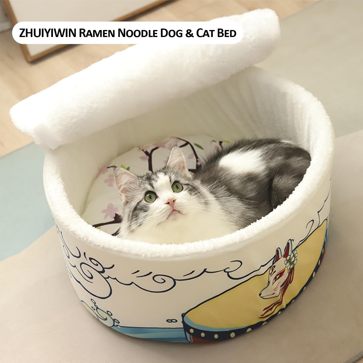Cat Cave Bed Noodle Cup Self Warming Pet House Non Slip Masks M