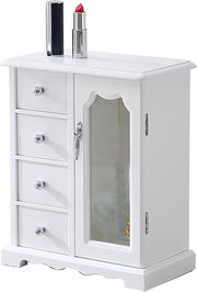 Wooden Jewelry Armoire Organizer 5 Drawer Mirror Storage Box