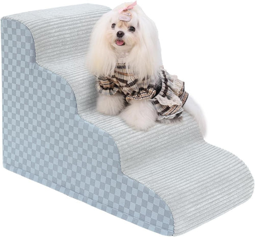 Dog Stairs Curved Ramp 49.5cm 4-Tier Small Dogs Non-Slip Grey