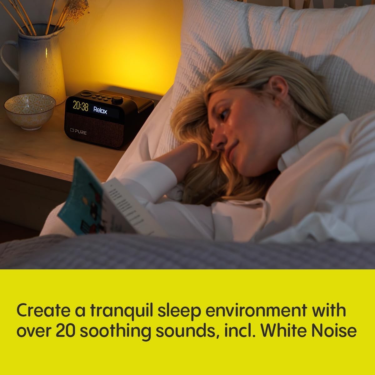 Wireless Charging Alarm Clock DAB FM Radio White Noise Wake Light Black