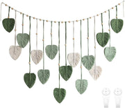 Large Boho Macrame Wall Hanging Leaf Tassel Wooden Bead Decor