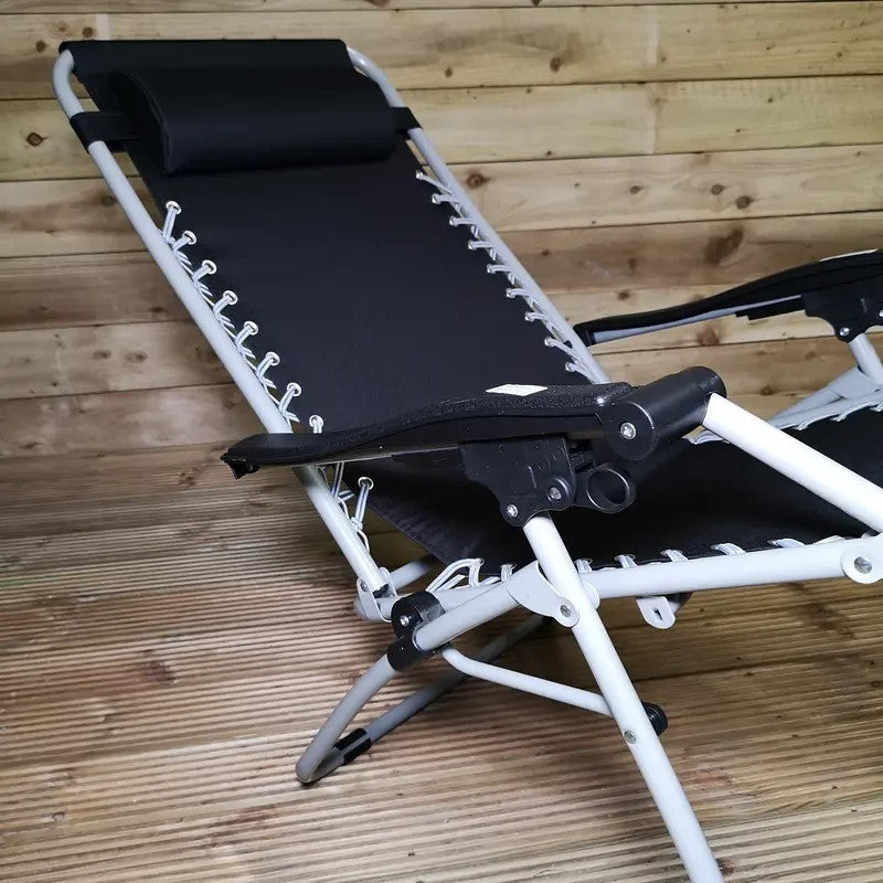 Set of 2 Zero Gravity Recliner Garden Chairs Adjustable Sun Lounger Black
