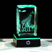 3D Crystal Giraffe Ornament LED Light • Mother & Baby Keepsake Animal Gift Decor