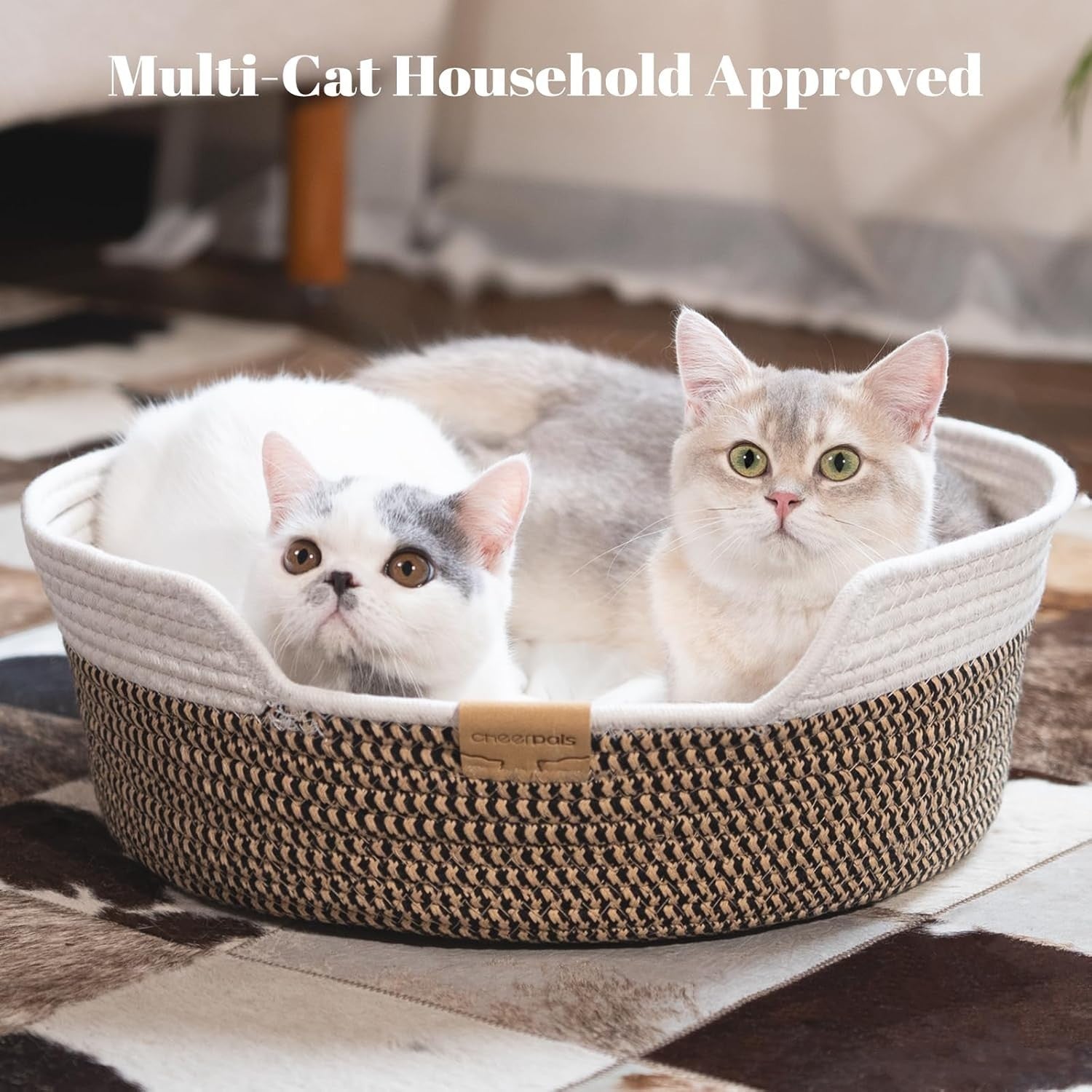 Woven Cotton Rope Cat Basket Bed 47cm Washable Pet Cushion All Season