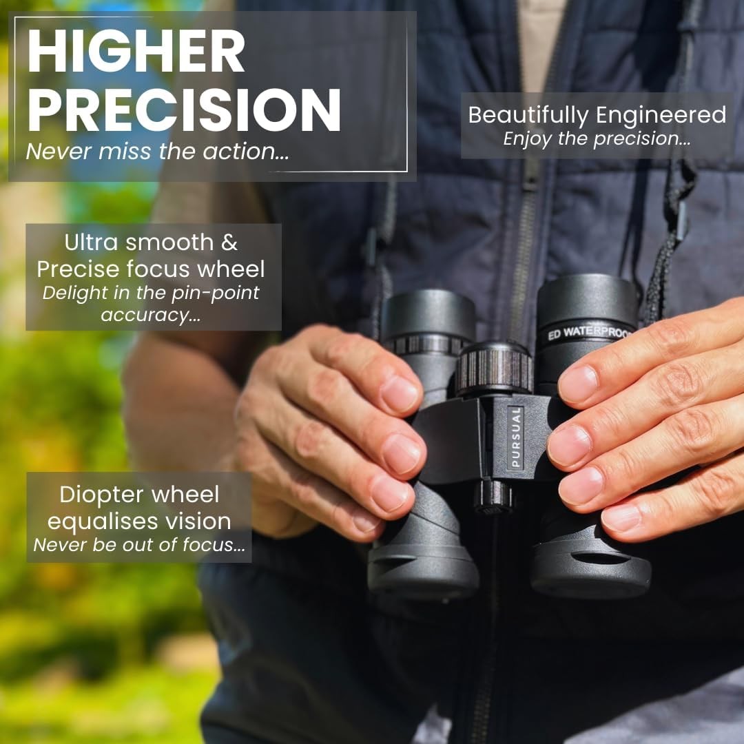 8x32 ED Compact Waterproof Binoculars High Power HD Optics for Hiking Bird Watch