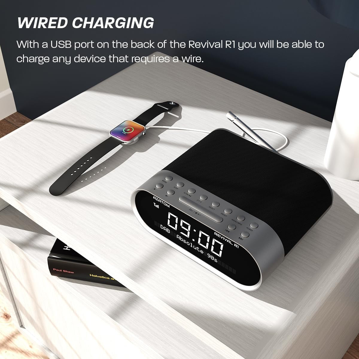 DAB DAB+ FM Bedside Digital Radio Bluetooth Dual Alarm Sleep Timer USB