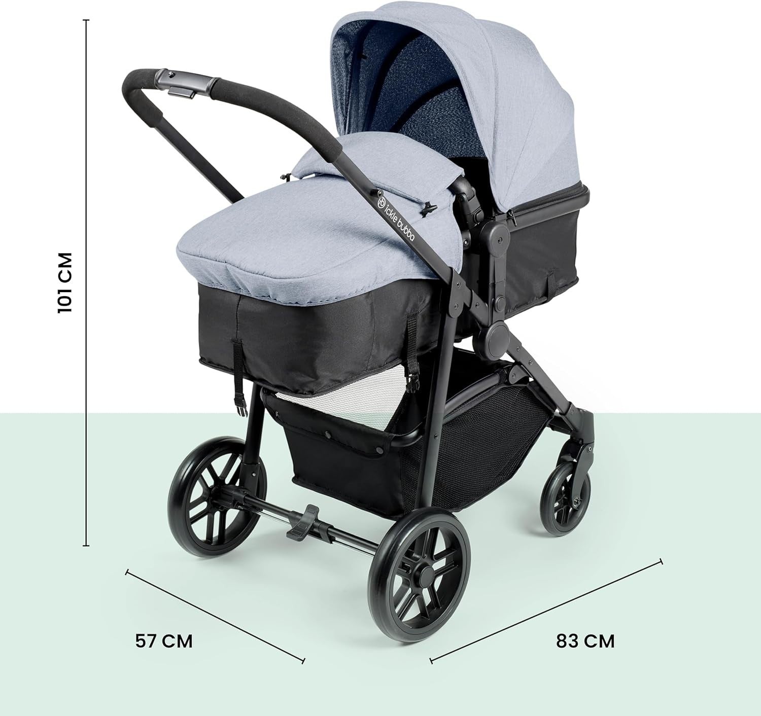 2 in 1 Pushchair Pram Lie Flat Newborn to 3 Years Lightweight Zen Blue