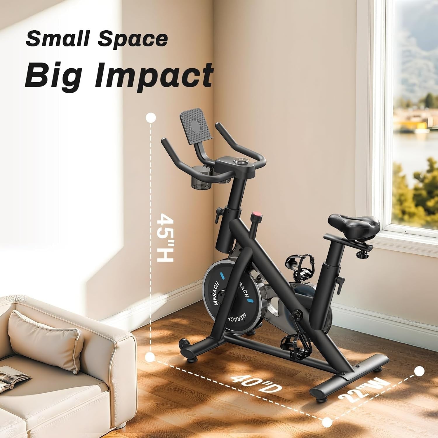 Quiet Magnetic Exercise Bike w/ LED Display, App Training, 15lb Flywheel 300lb