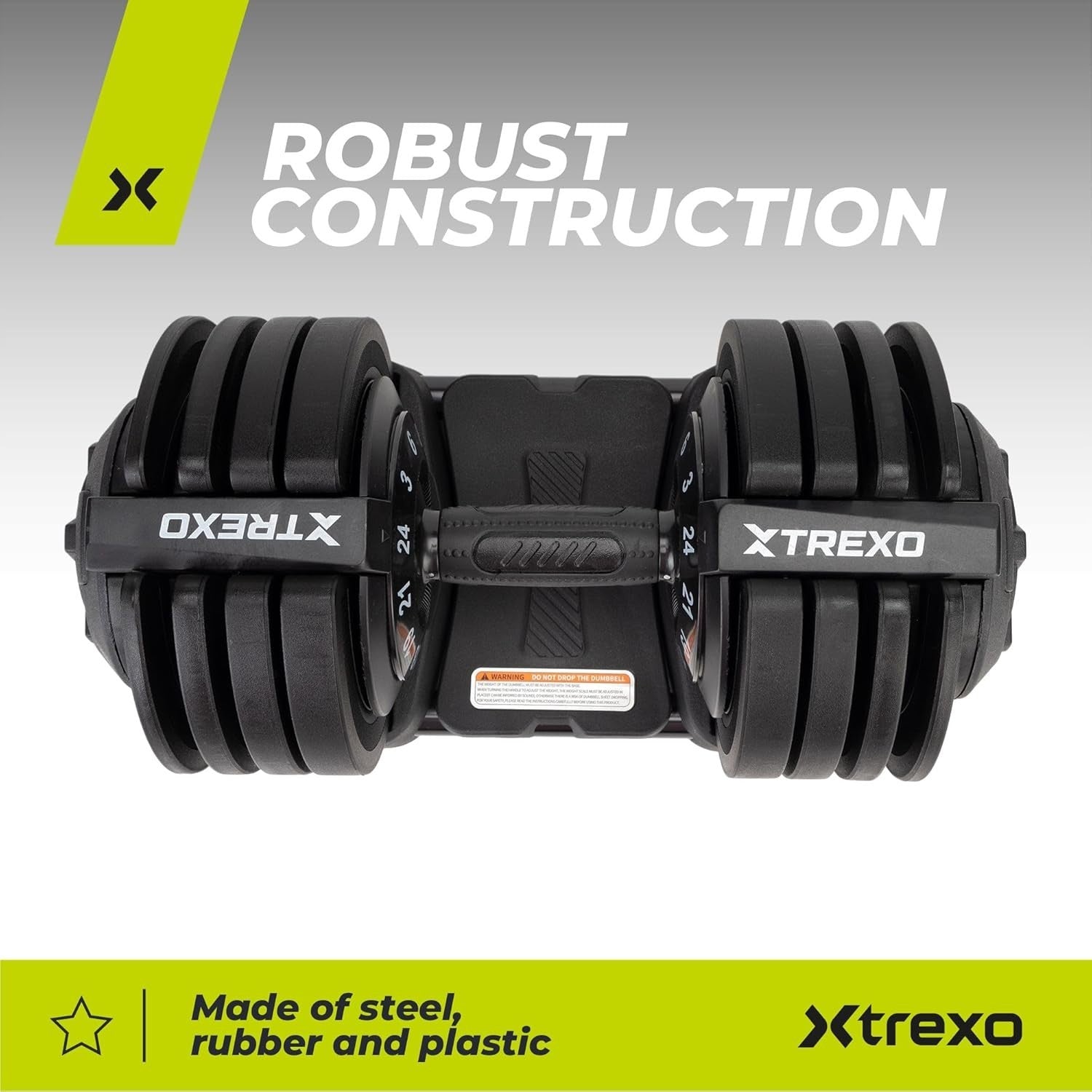 24kg Smart Adjustable Dumbbell Rotary Dial Non Slip Compact Home Gym