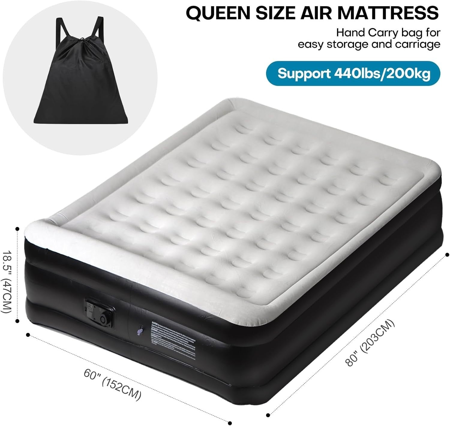 Double Inflatable Air Mattress with Built-In Pump – Quick Inflate, Portable Bed