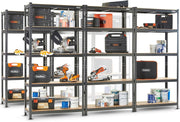 5-Pack 5-Tier Garage Shelves 180x90x40cm Heavy-Duty Adjustable Black Steel