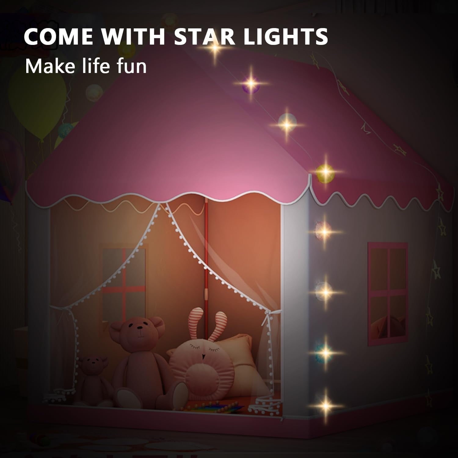 Large Princess Kids Play Tent Indoor w Lights Toddler Playhouse