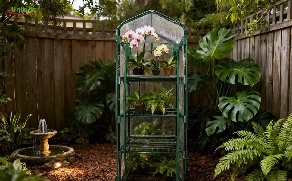 4 Tier Mini Greenhouse | PVC Cold Frame | Steel Shelves | Weatherproof Garden